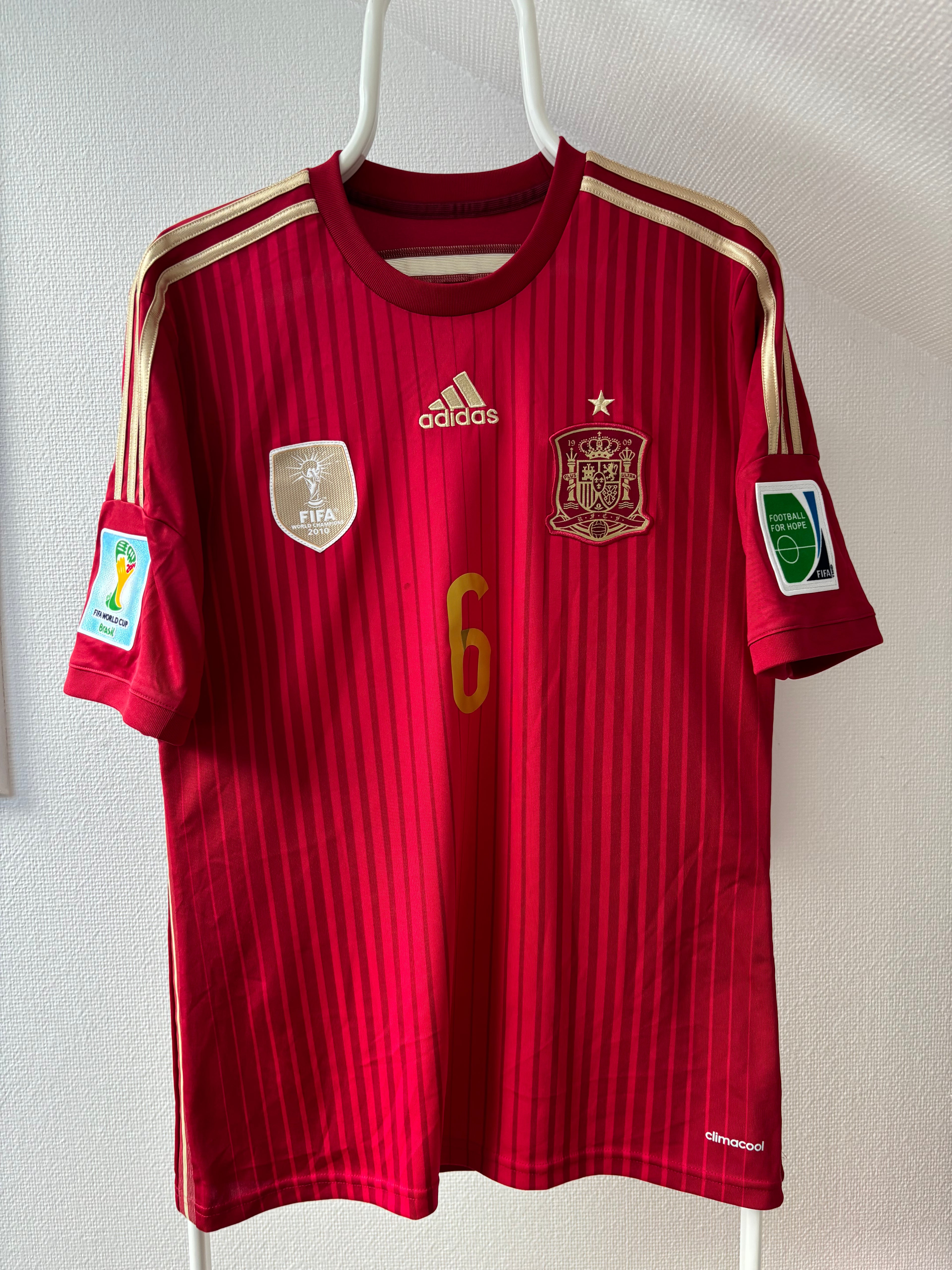 Andres Iniesta Spain 2014 World Cup original vintage football jersey front view