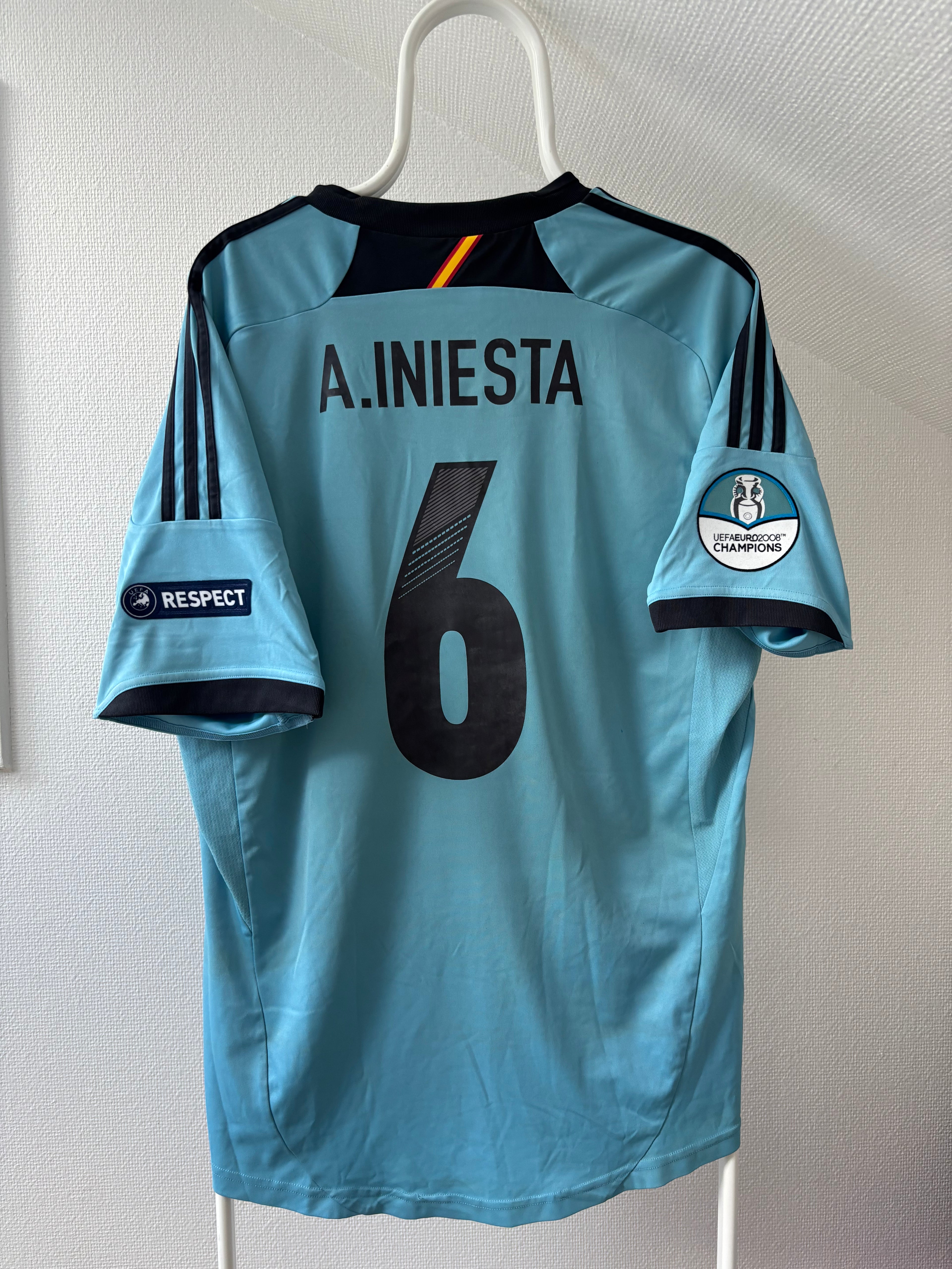 Andres Iniesta Spain Euro 2008 original vintage football jersey back view