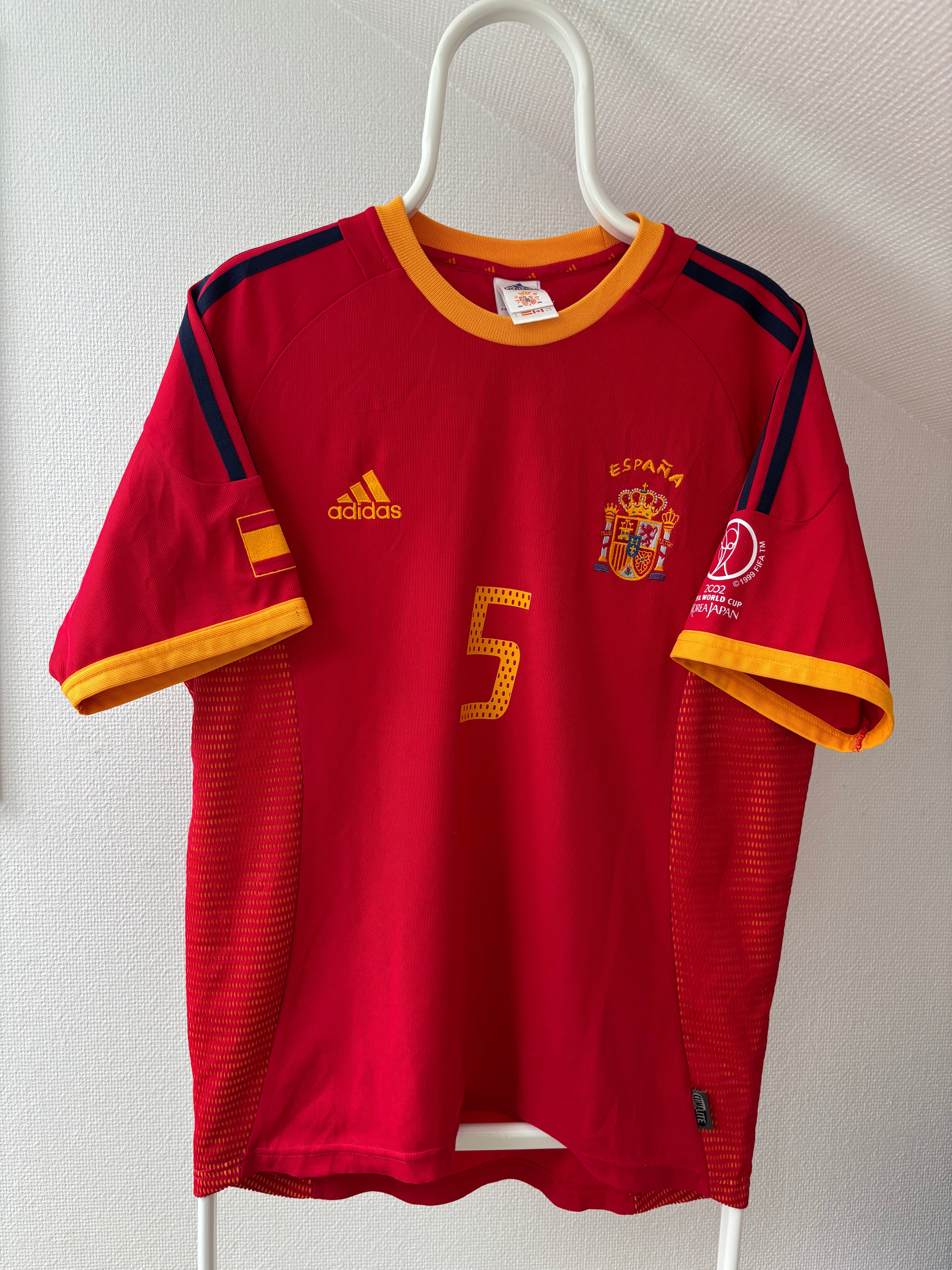 Puyol Spanje 2002 Voetbalshirt - Origineel Vintage WK Maat M